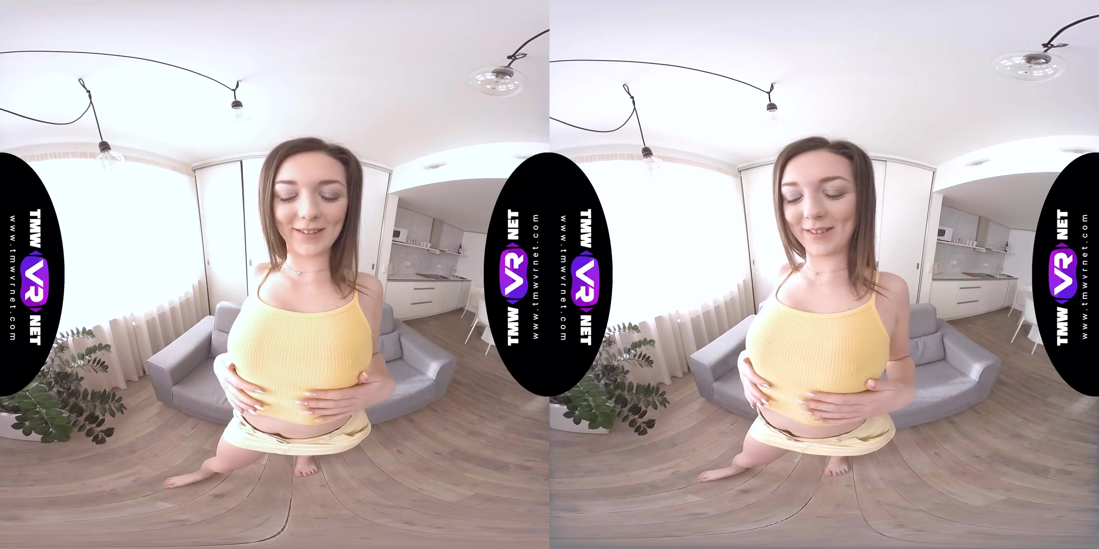 You Can Watch But Can't Touch - Cute teen 18+ Stripping and Masturbating on the Couch HD VR