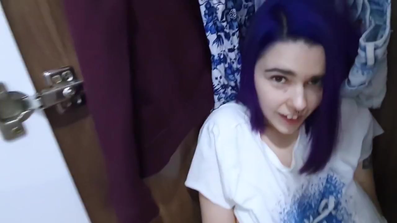 Found StepSister In Wardrobe And Helped Cum