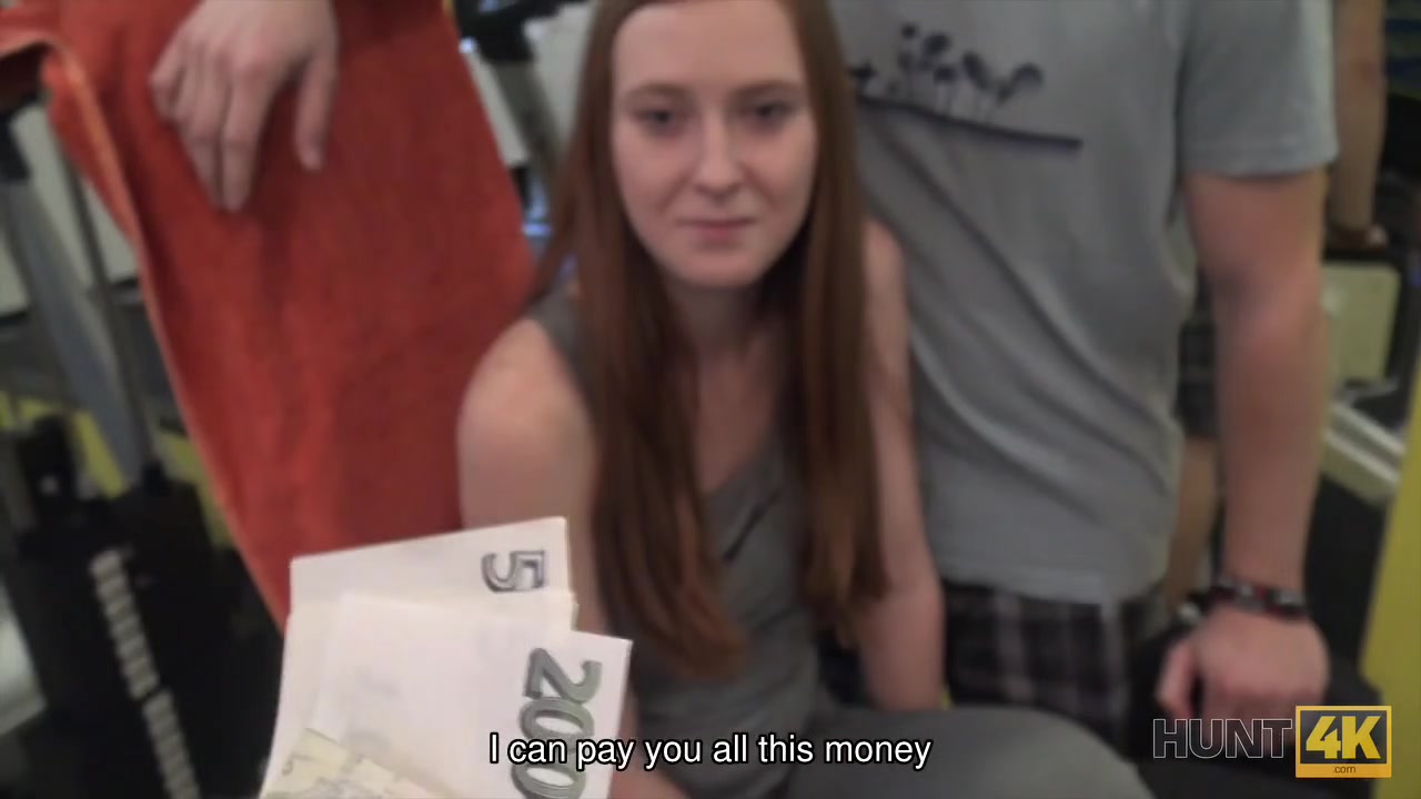 HUNT4K. Man for money let stranger fuck his slutty girlfriend in gym