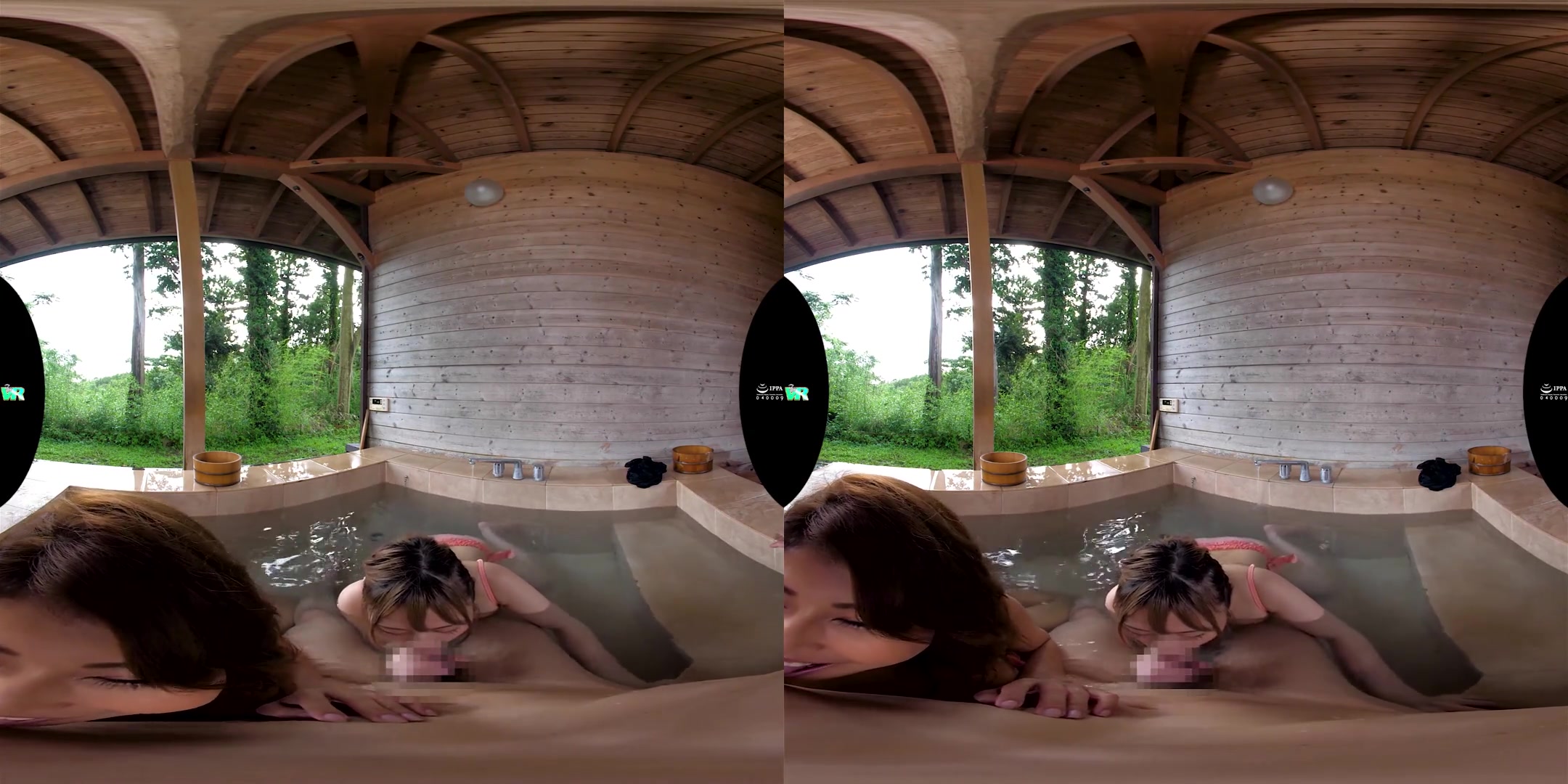 Double Blowjob From Two Babes in Swimsuits when I came to the Resort; Big Tits Japanese Babes in Bikini Oral Fun