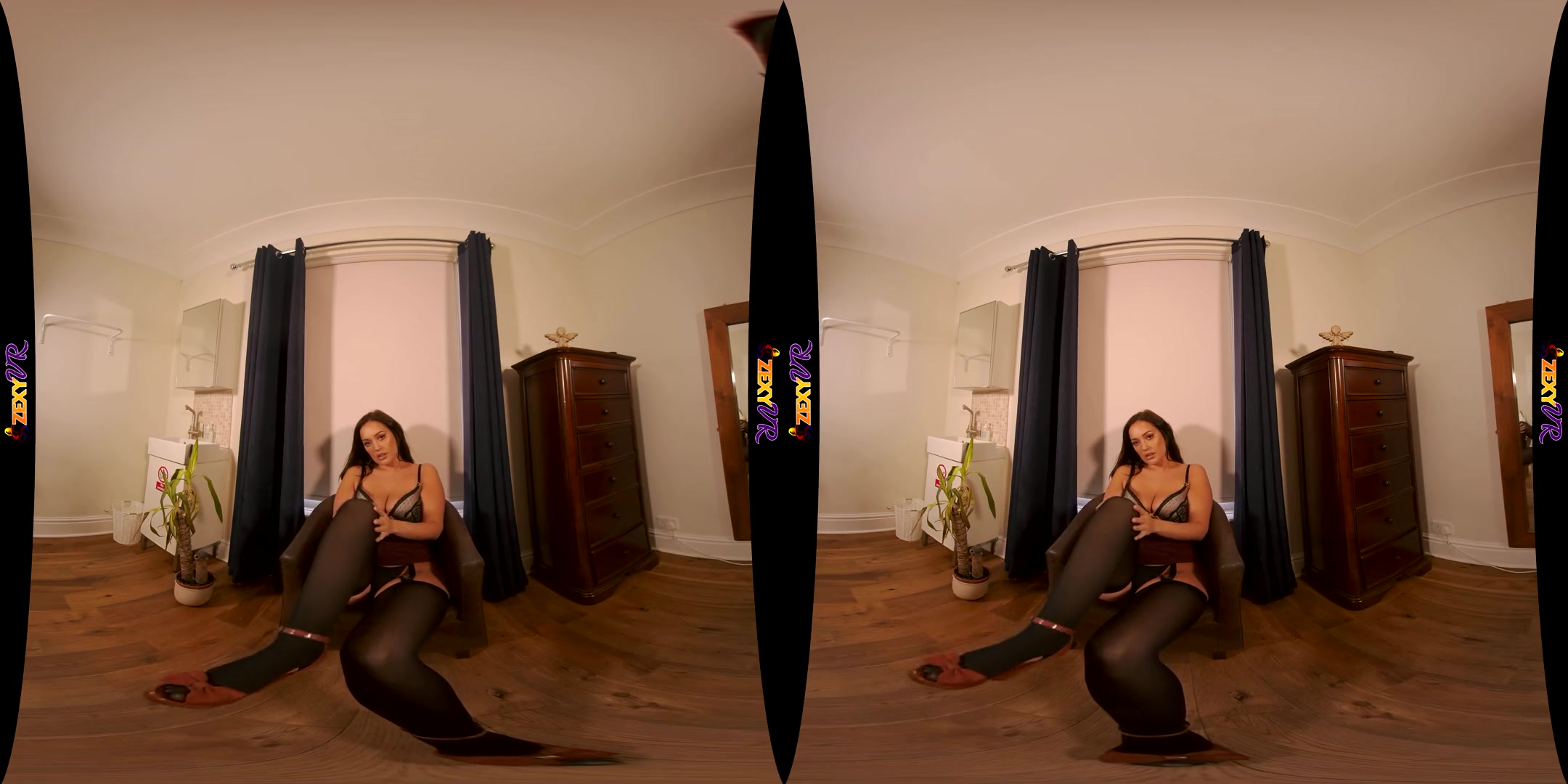Care To Join? - Big Tit Brunette MILF Solo Striptease
