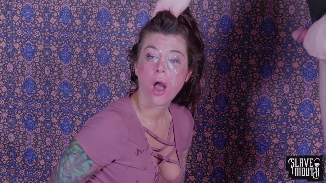 Tattooed submissive throat fucked