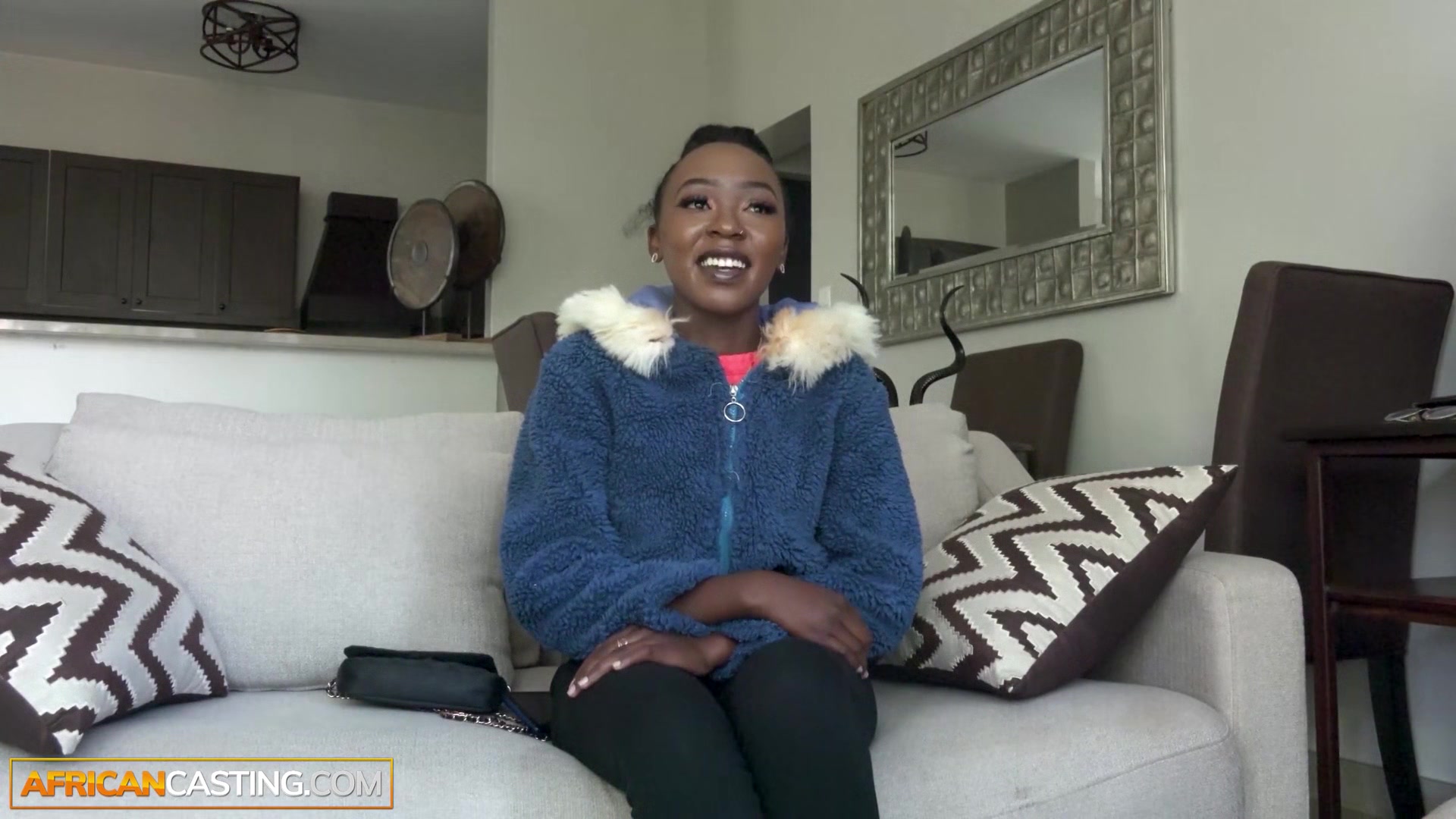 African Casting - Shy Black Bubble Butt Babe Busted Down By Her New Boss