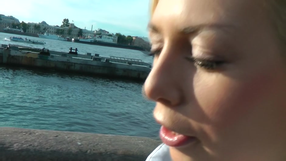 Lusty blonde does anal fisting in public