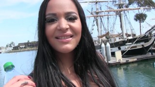 Horny Brunette with Big Boobs Kimberly Kendall Sucks Dick