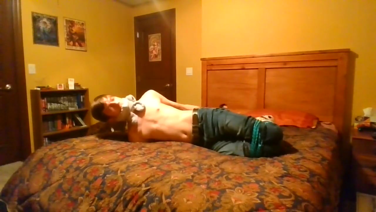 teen 18+ Hogties Himself Fuzzy Socks Selfbondage full Process