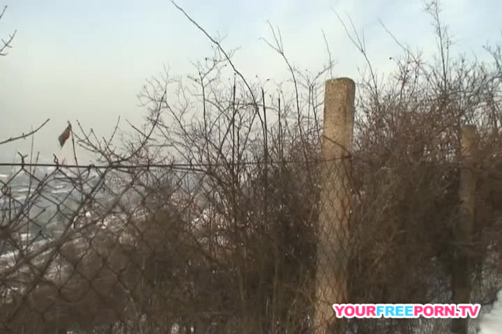 Blonde wife warms stranger's cock in the snow