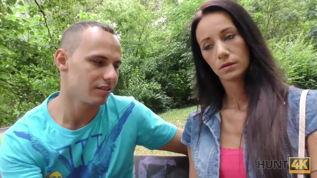 HUNT4K. Cuckold watches how his girlfriend fucks for money in park