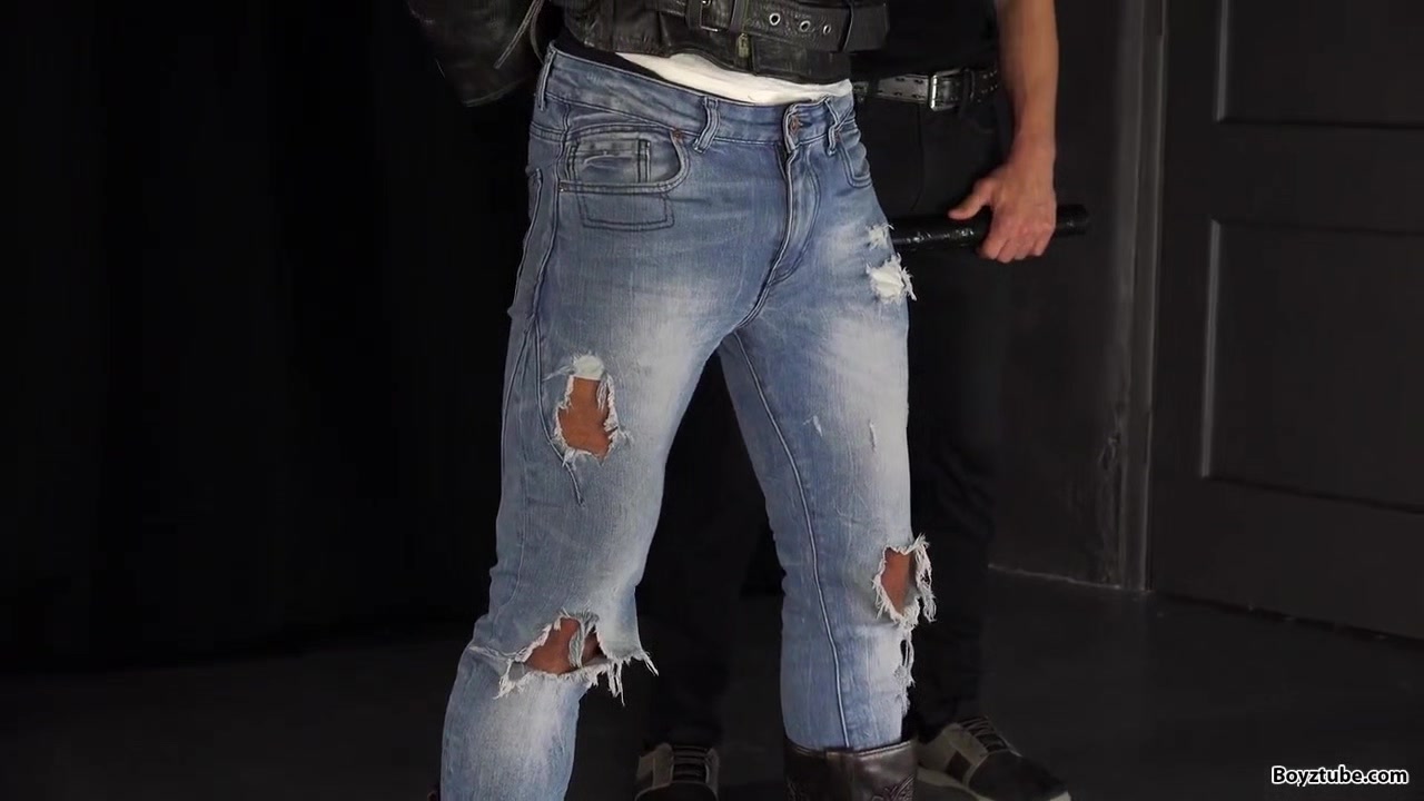 Muscle leather biker latino bound