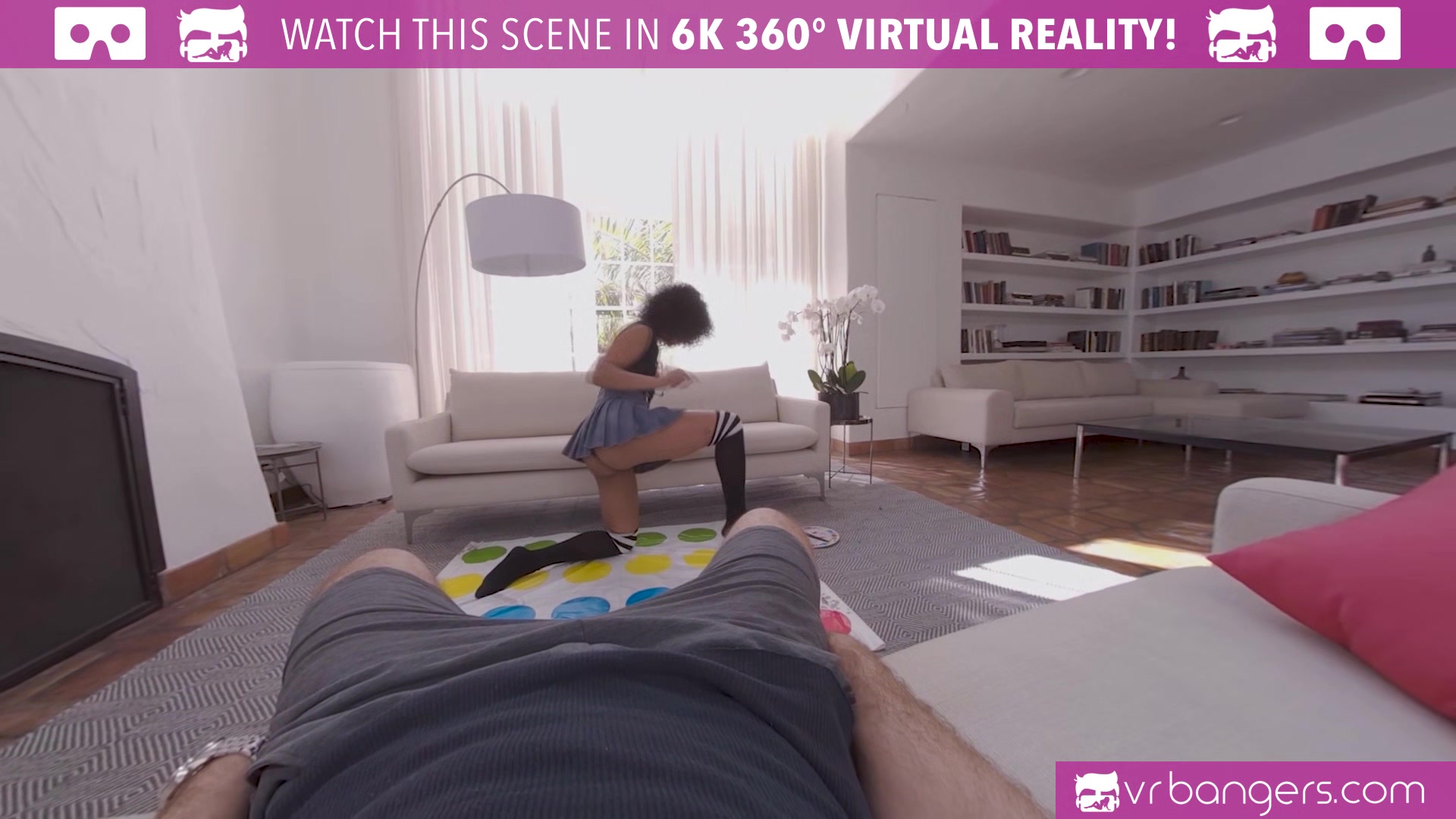 VR BANGERS Hot ebony girl twists cock with her pussy