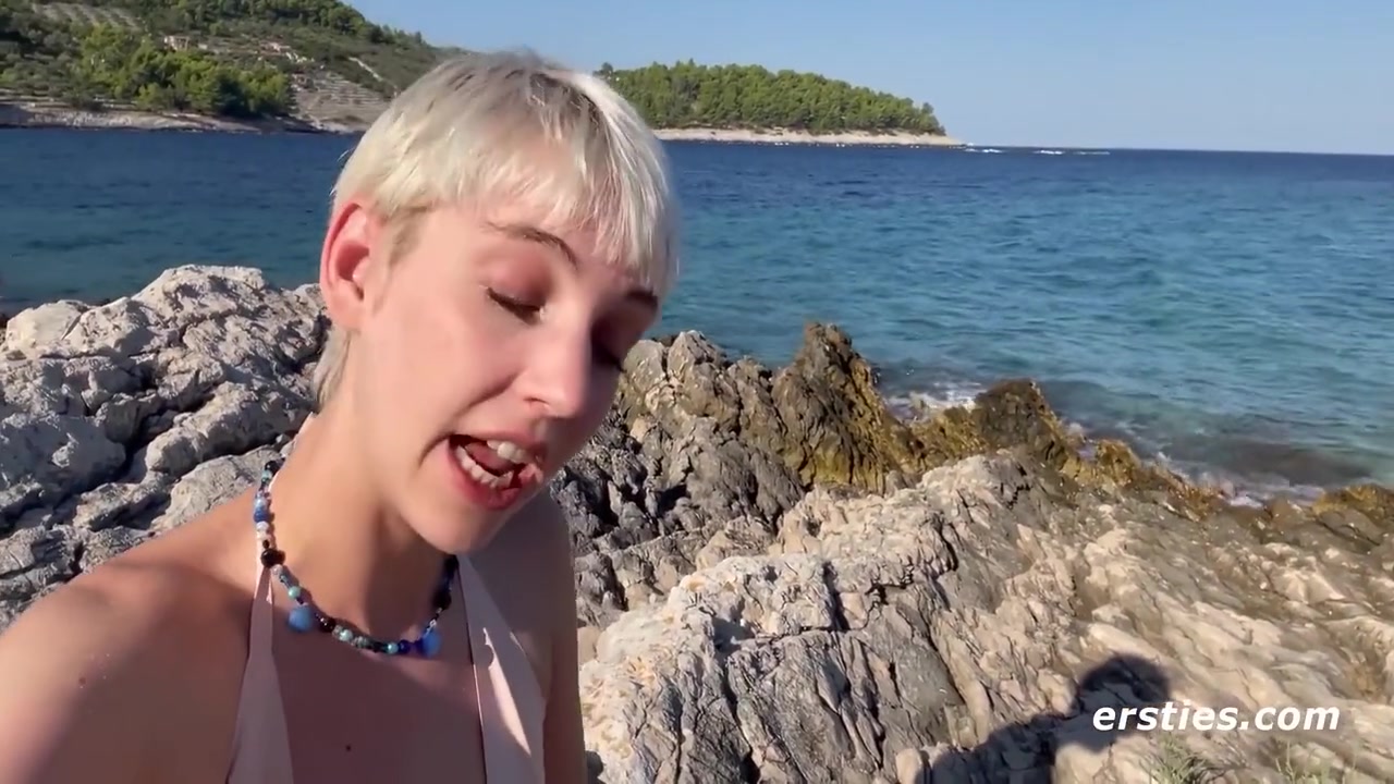 Adorable Annika Fingers Herself On A Beach In Croatia