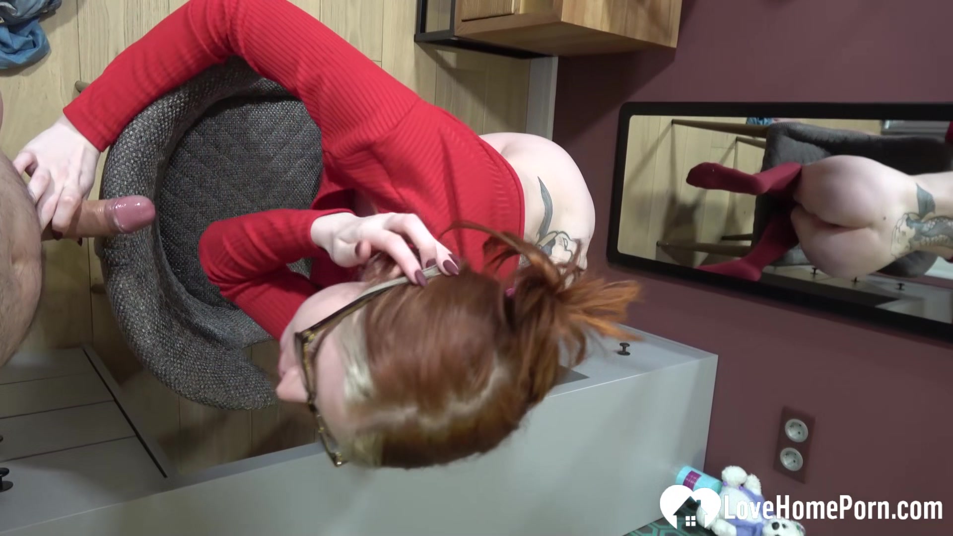 Gorgeous redhead devours my hard pulsating schlong