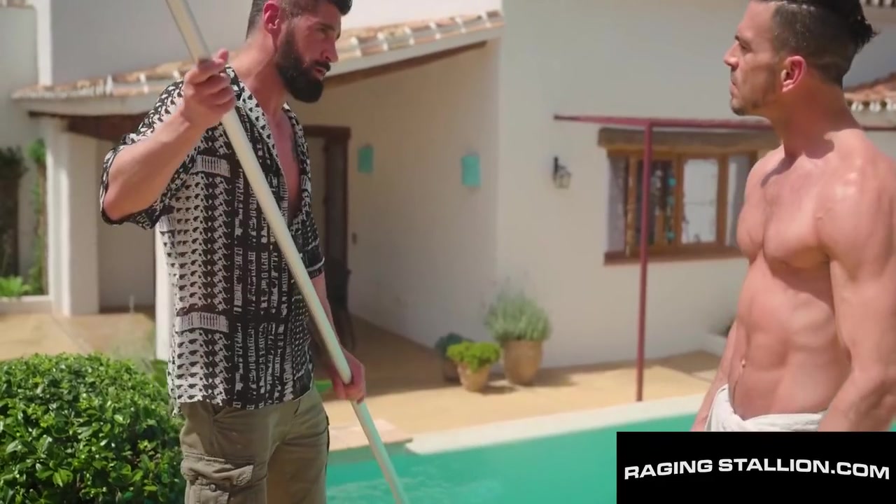 Muscle Hunk Paddy Rails Bearded Pool Boy Until His Cheeks Glow Red With Justin Jett And Paddy O'brian
