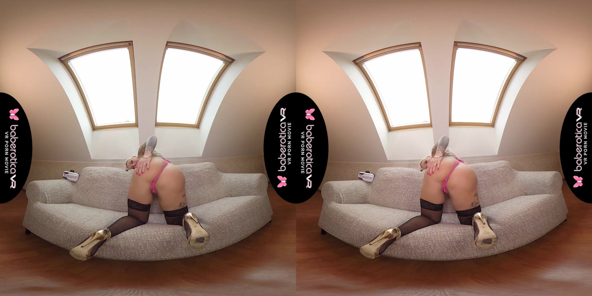 Jarushka Ross comes to play in her pink lace bra and panties - BaberoticaVR