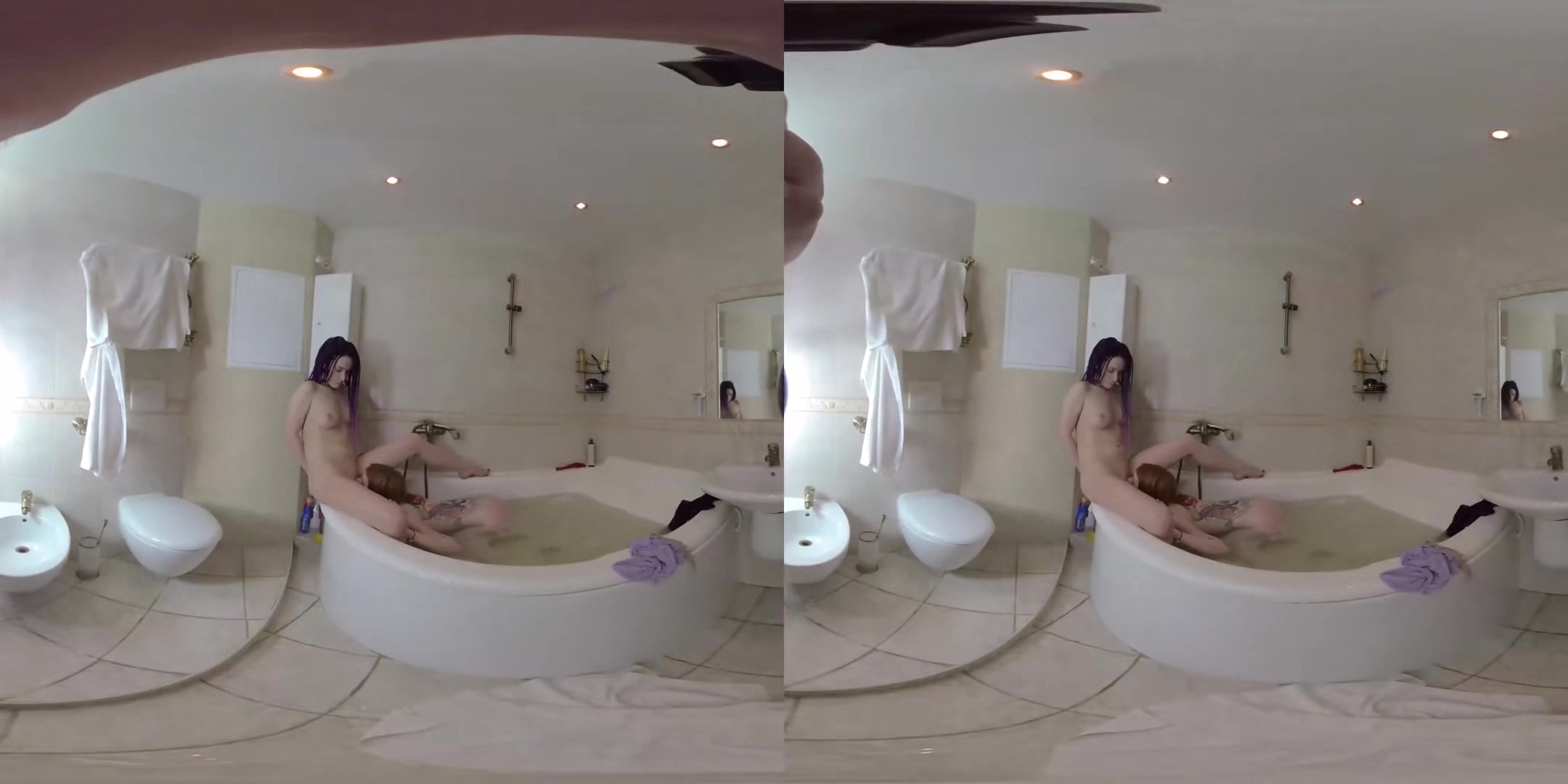 Nekokimiko And Mia Sanders Hot Lesbians Scene In Bathroom - Lesbian Pussy Licking Fingering