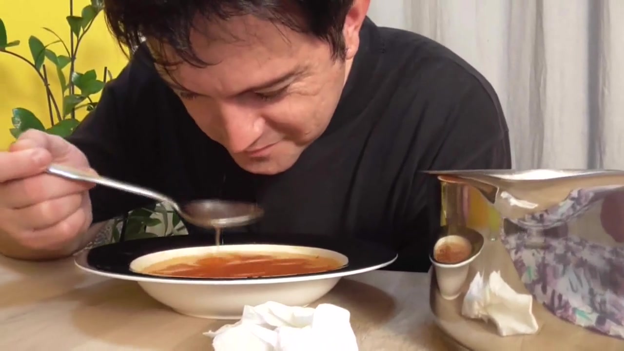 Feeding soup mixed with piss and saliva by Femdom Austria