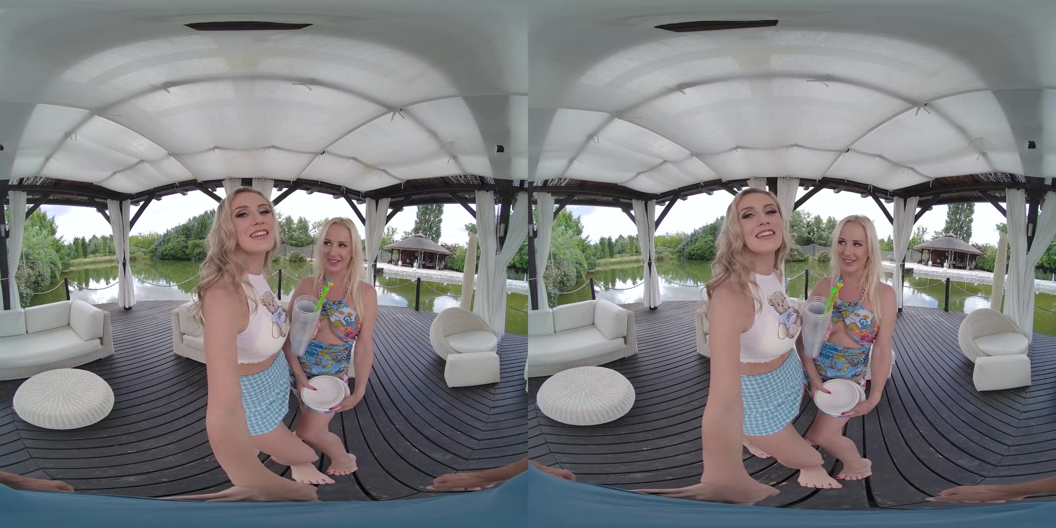 Student's Summer Party; MFF Threesome with Two Blonde Babes