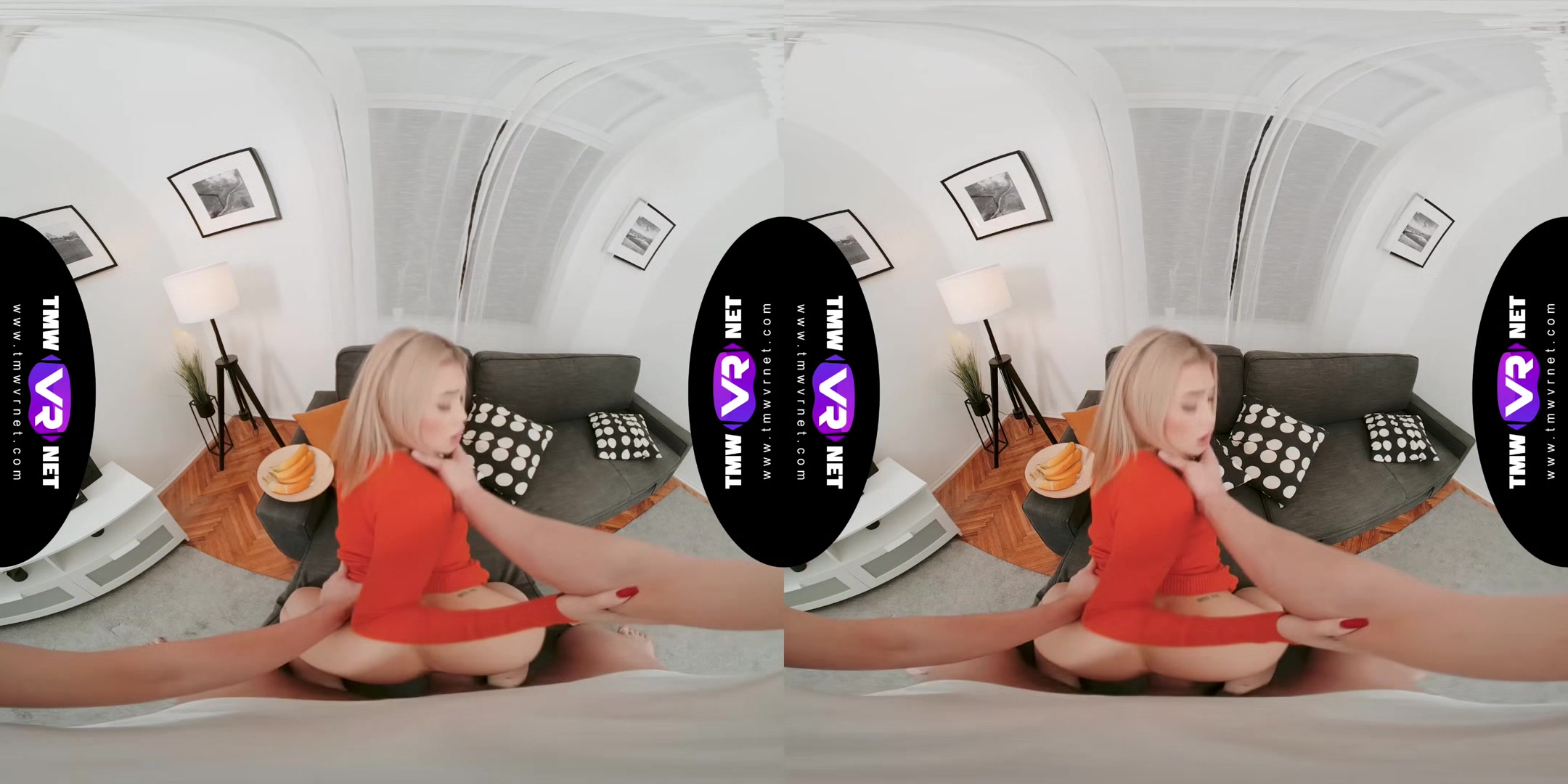 Blonde performs a deep blowjob