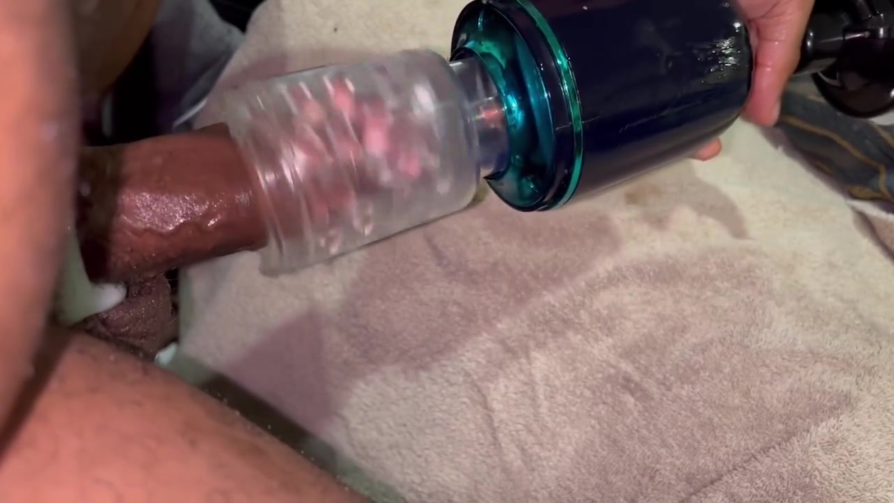 Black Man Milks Dick With Autostroker Until He Creampies Toy