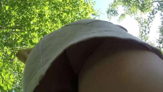 Public upskirt with no panties at nature my pussy like it saunter