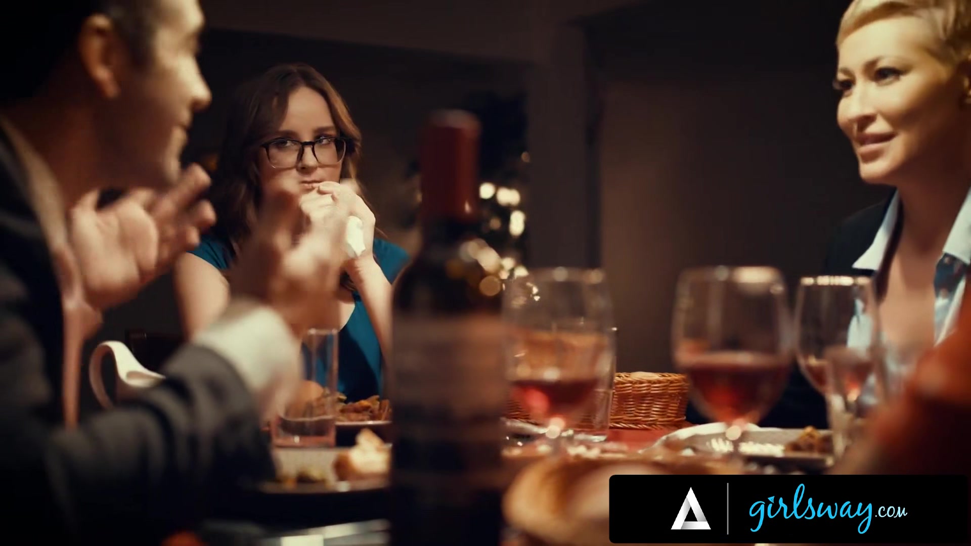GIRLSWAY - Lonely Woman Cheats On Her Husband With His Boss' Wife Angela White During Couple Dinner