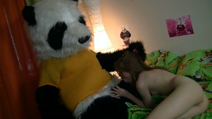 Redhead pervert drilled with teddy bear