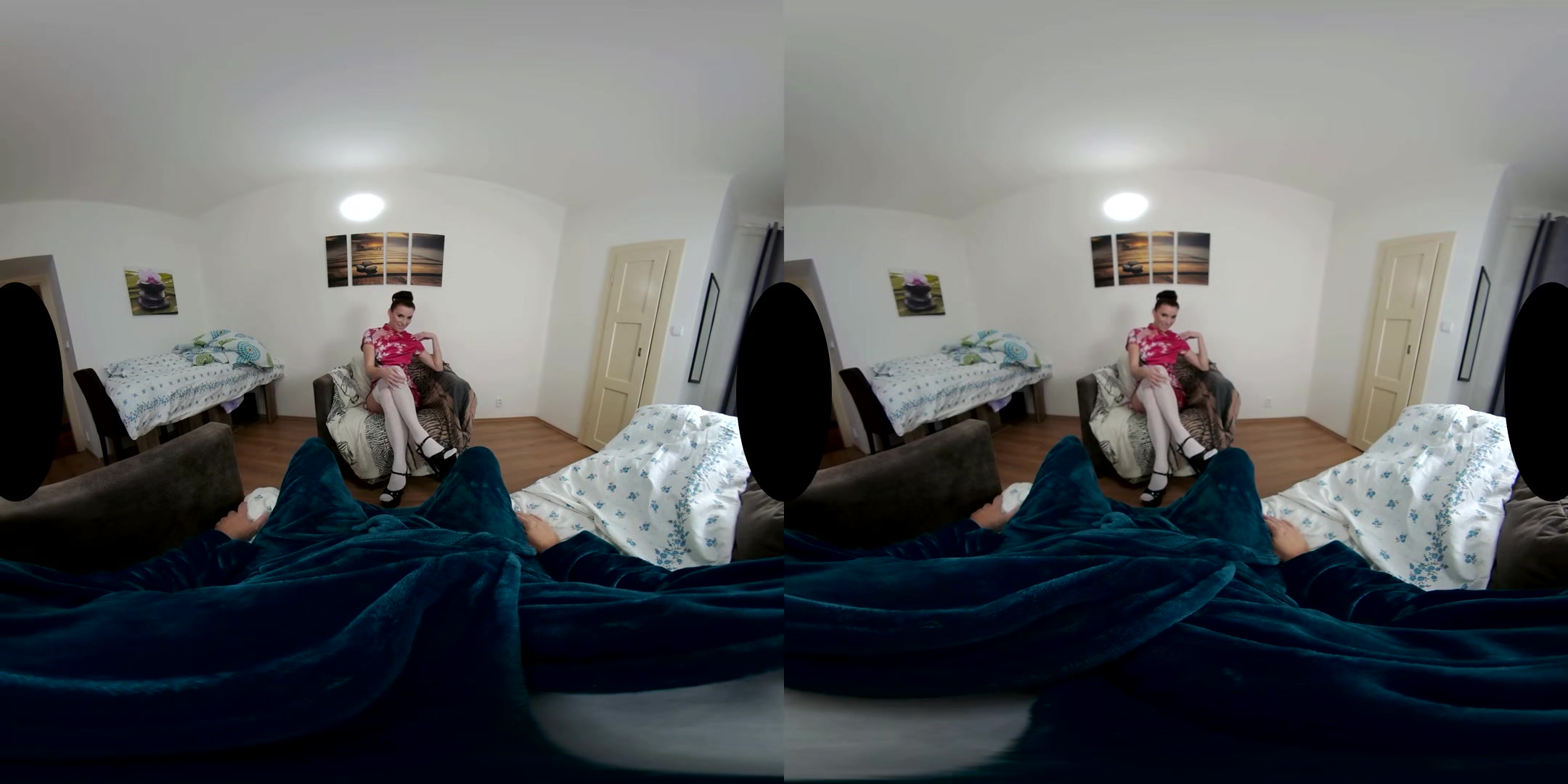 Victoria Daniels: Lady in Red - Beautiful Brunette VR Lapdance Blowjob and Sex