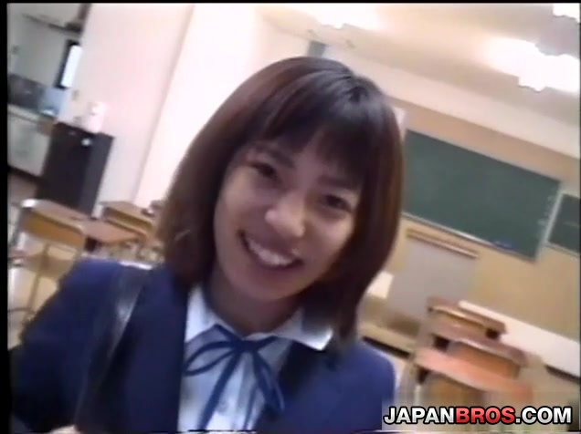 Filthy Asian student 18+ getting naked and teasing her professor in class