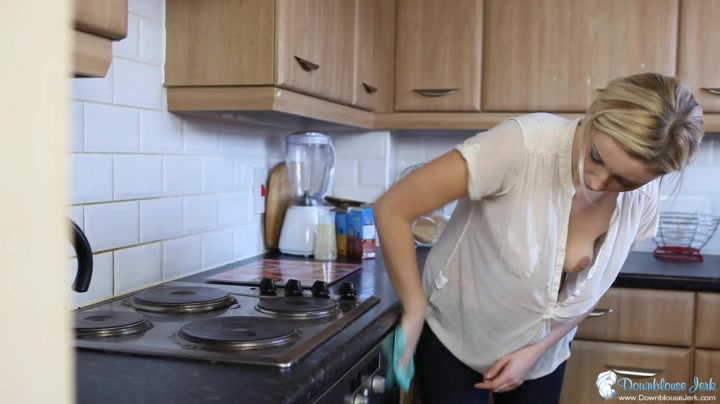 Sammy K in Kitchen Slips - DownblouseJerk