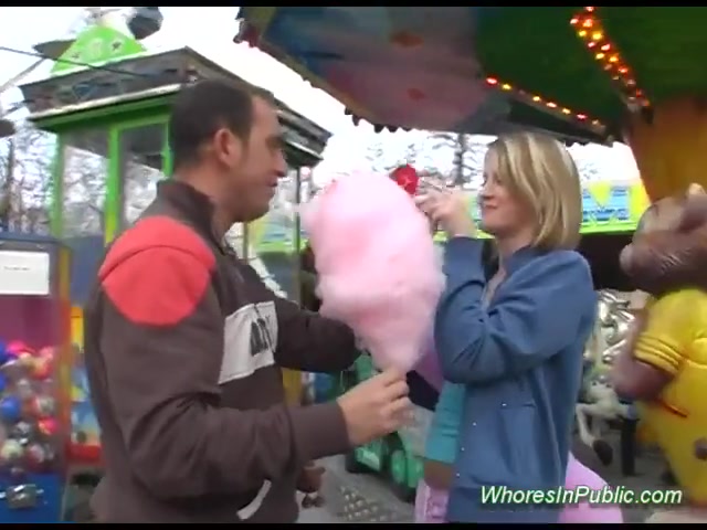 Cute Chick Rides Tool in Fun Park