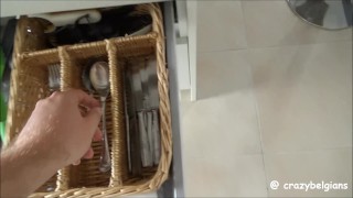 Schoolgirl eating cum from her pussy