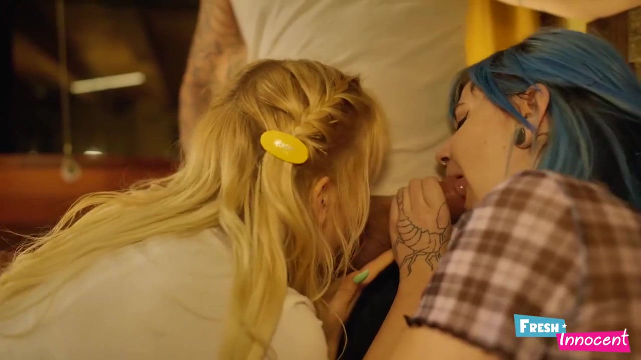 2 Gals Are Fucked By A Tattoed Man