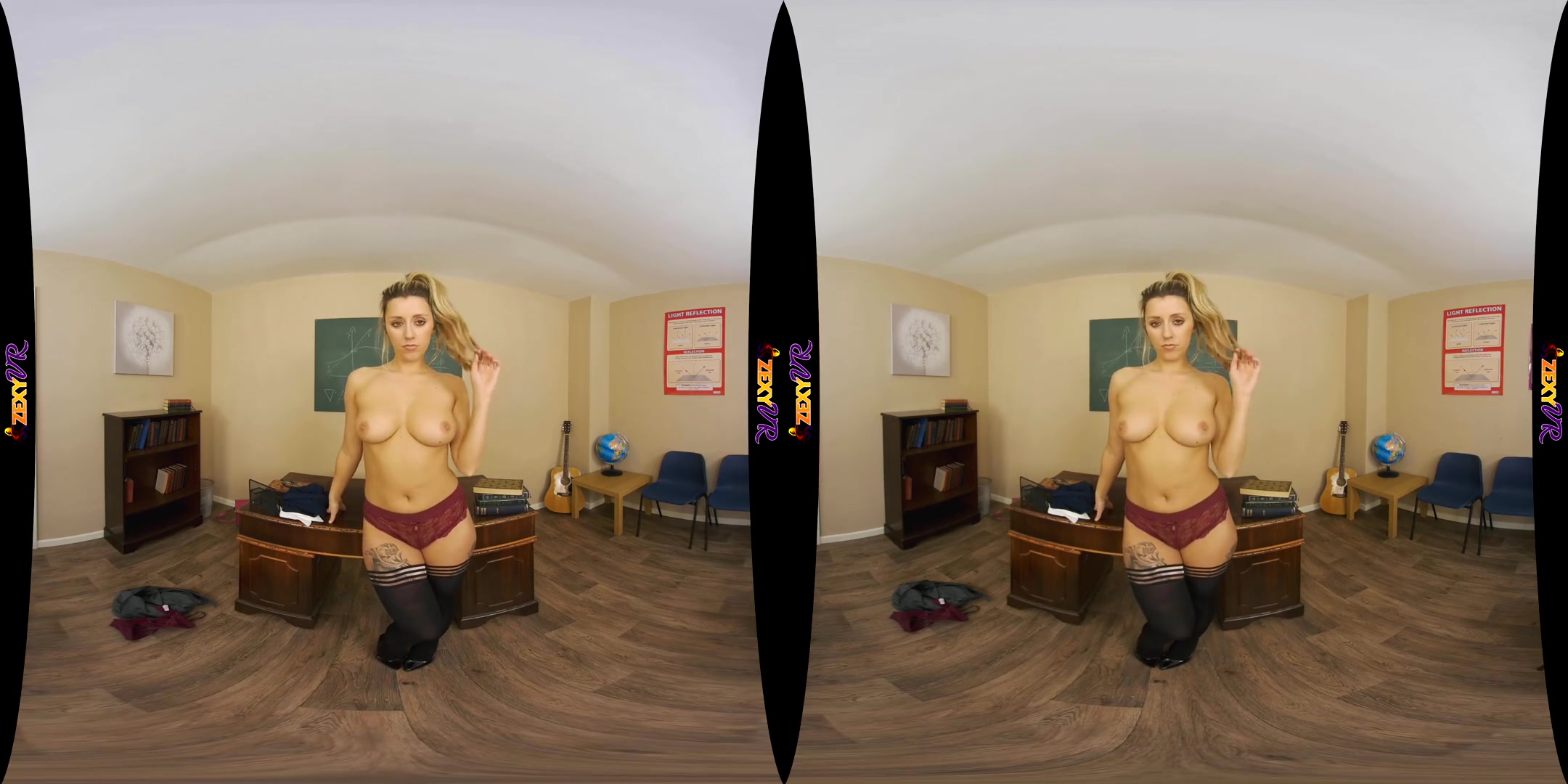 Pay Attention - Blonde Solo Model Teacher Striptease