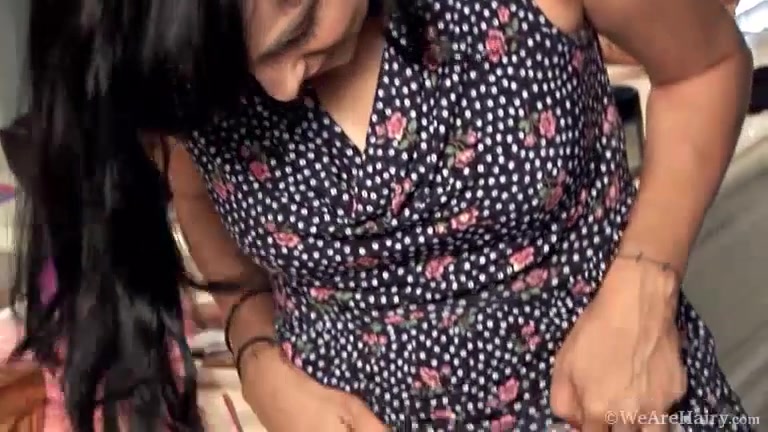 In her floral dress, Lena Lake strips naked - Compilation - WeAreHairy