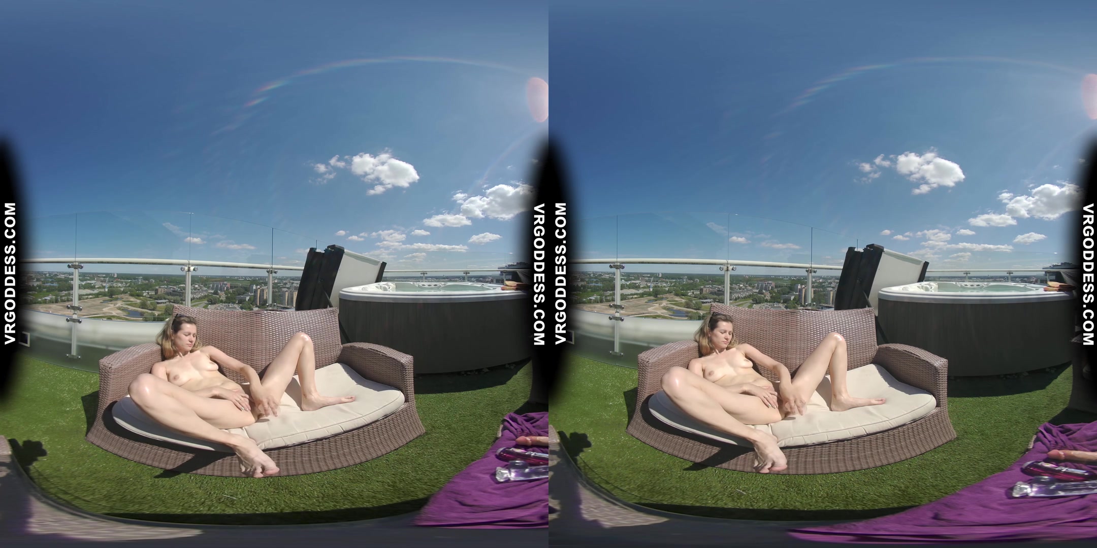 Skinny Model Josie Deeply Fucking Her Pussy With Huge Clear Dildo In The Sun