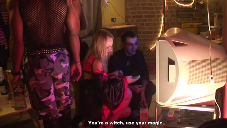 Sexy students 18+ celebrate Halloween scene 2