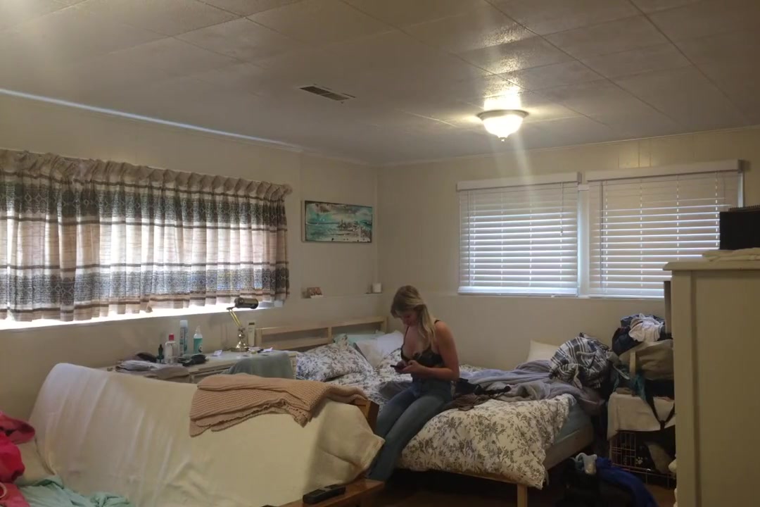 EPIC spy! Dumb slut young Step sister spied undressing after school