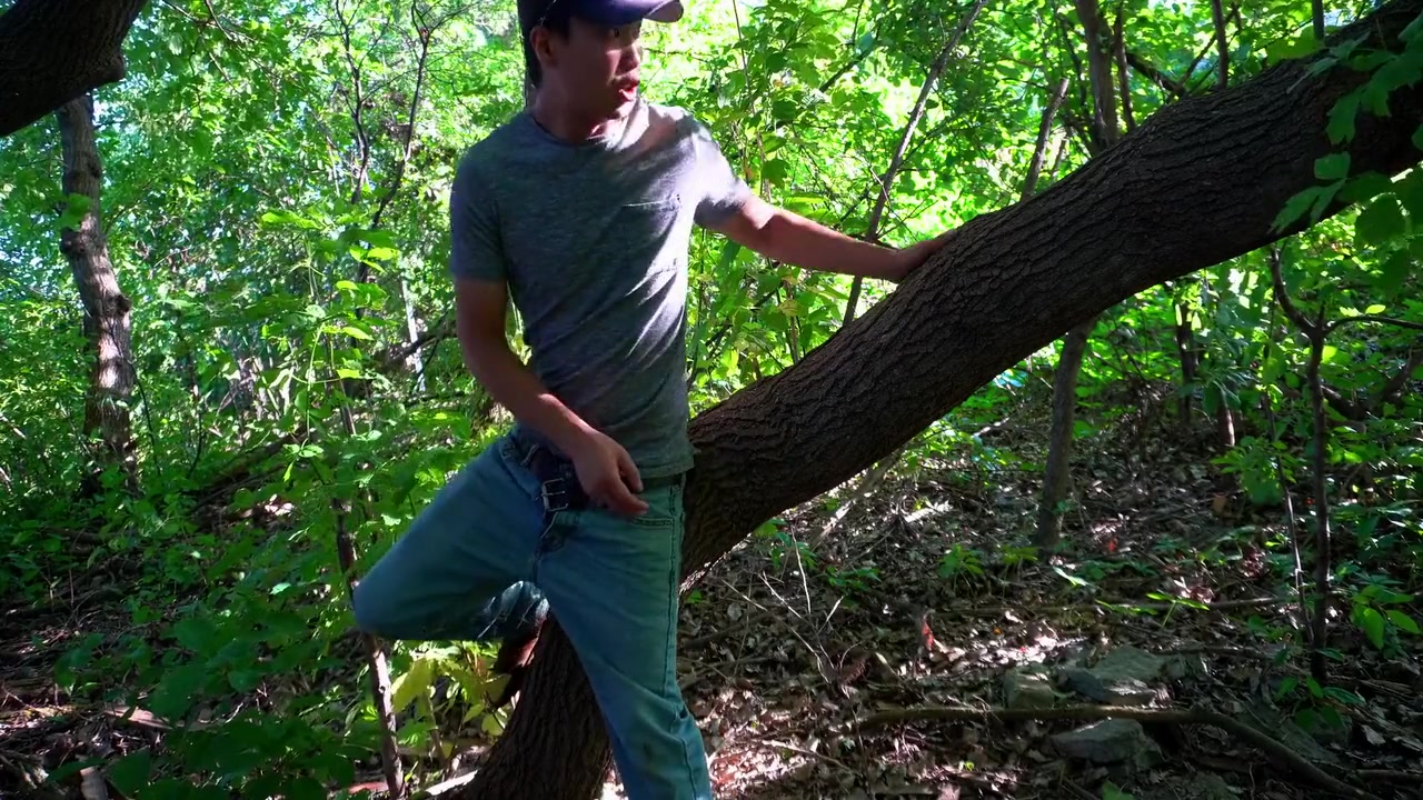 Horny Husband Masturbating And Cum In The Woods
