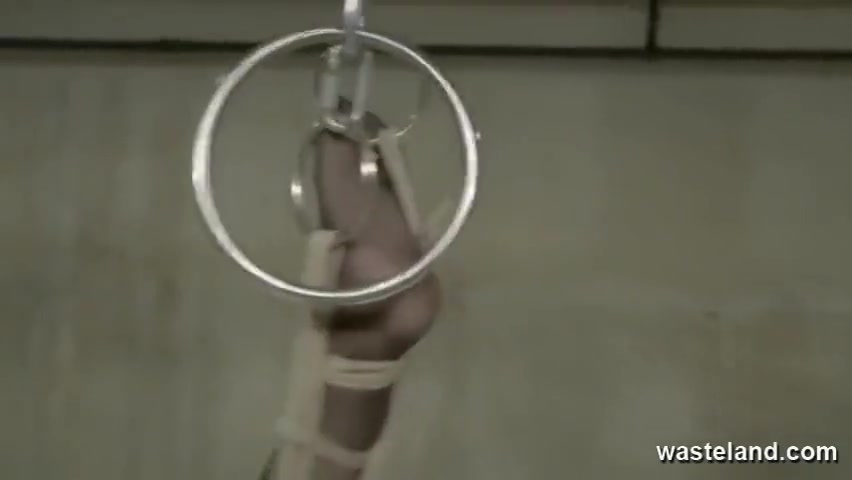 Hot Blonde Hogtied And Suspended Upside Down While Dominated With Whips
