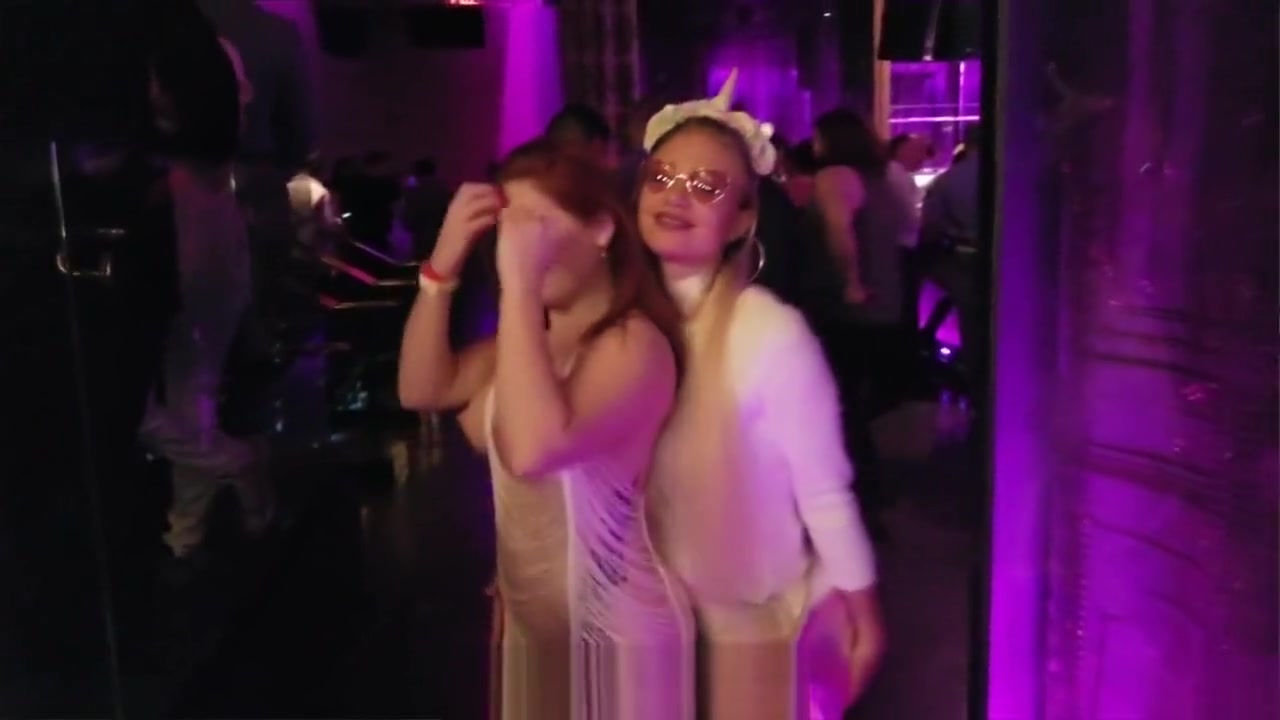 Redhead Chrissy and Blond Gabi having fun at the club - White Party 2019