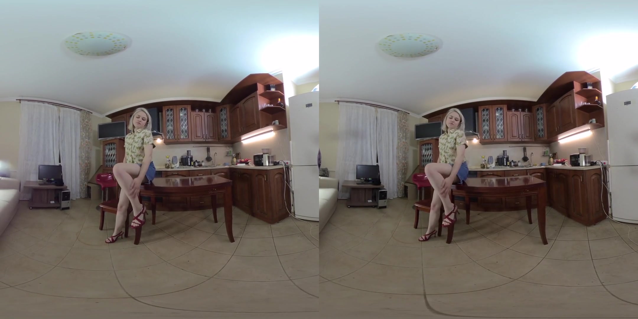 Sexy Young Blonde KiraMay Plays With Fingers - Blonde Amateur Masturbating in the Kitchen