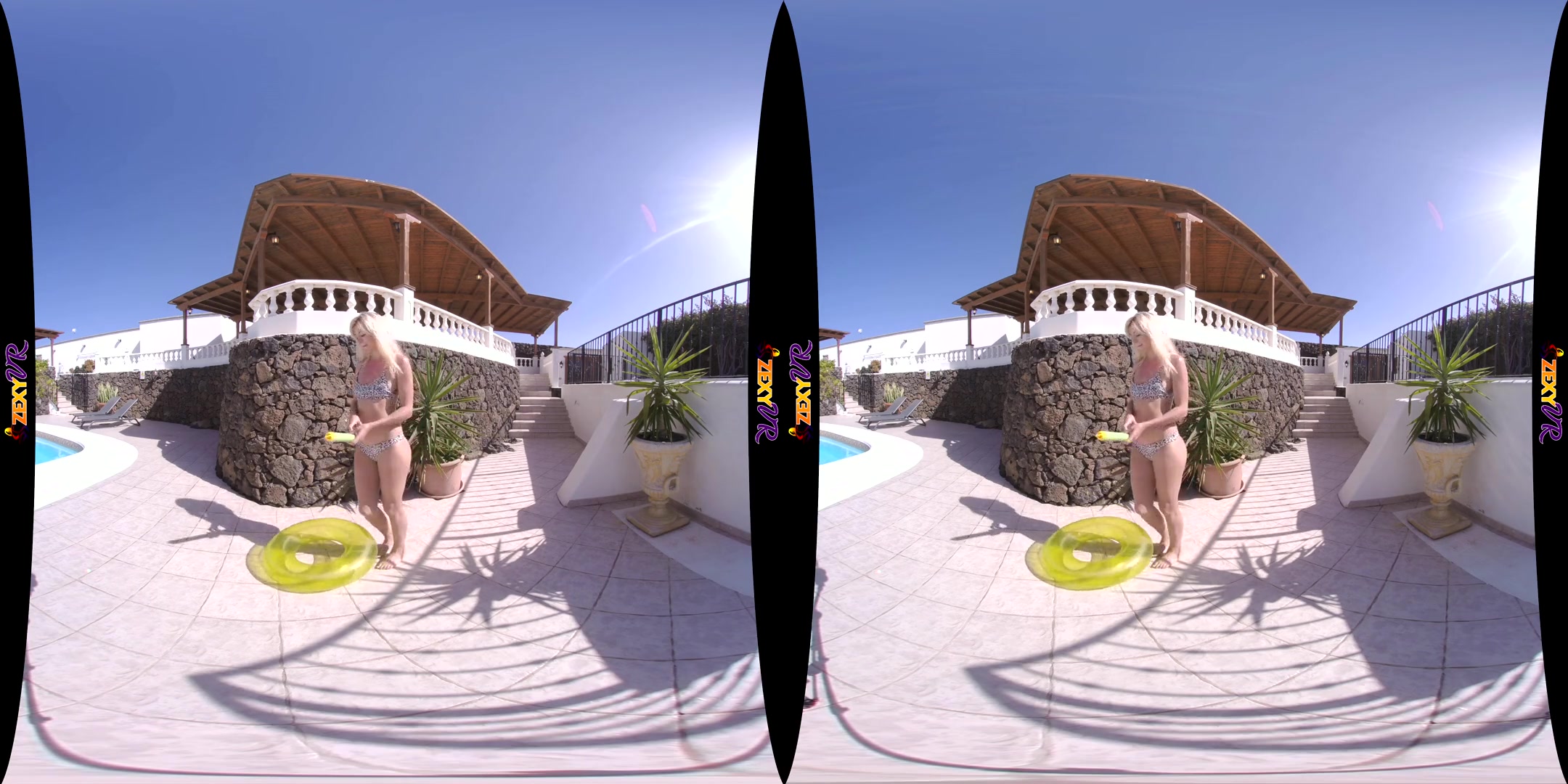 Water Pistol; solo striptease water pool outdoors bikini