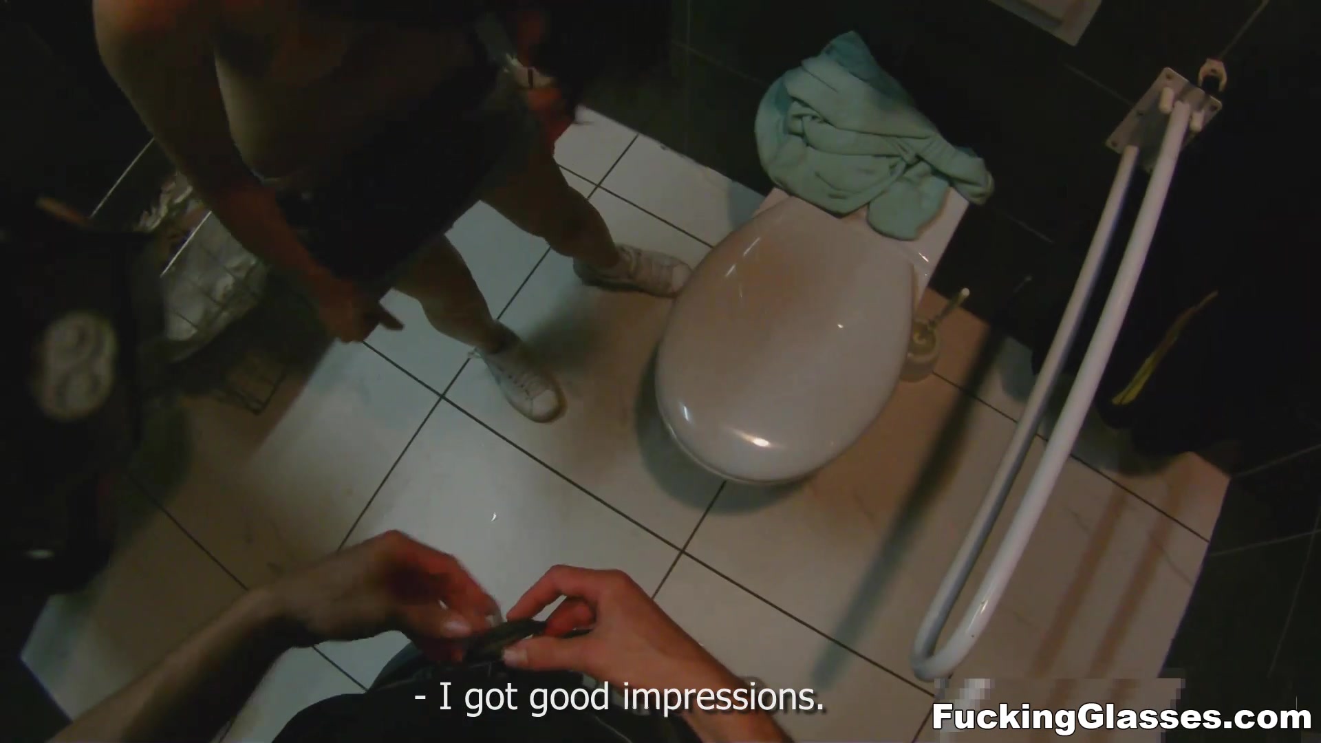 Fucking Glasses - Mazy teen 18+ - Public restroom orgasm