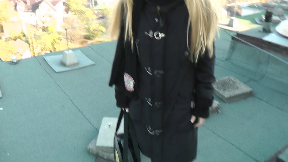 Blonde bitch gets nude in public and has anal sex