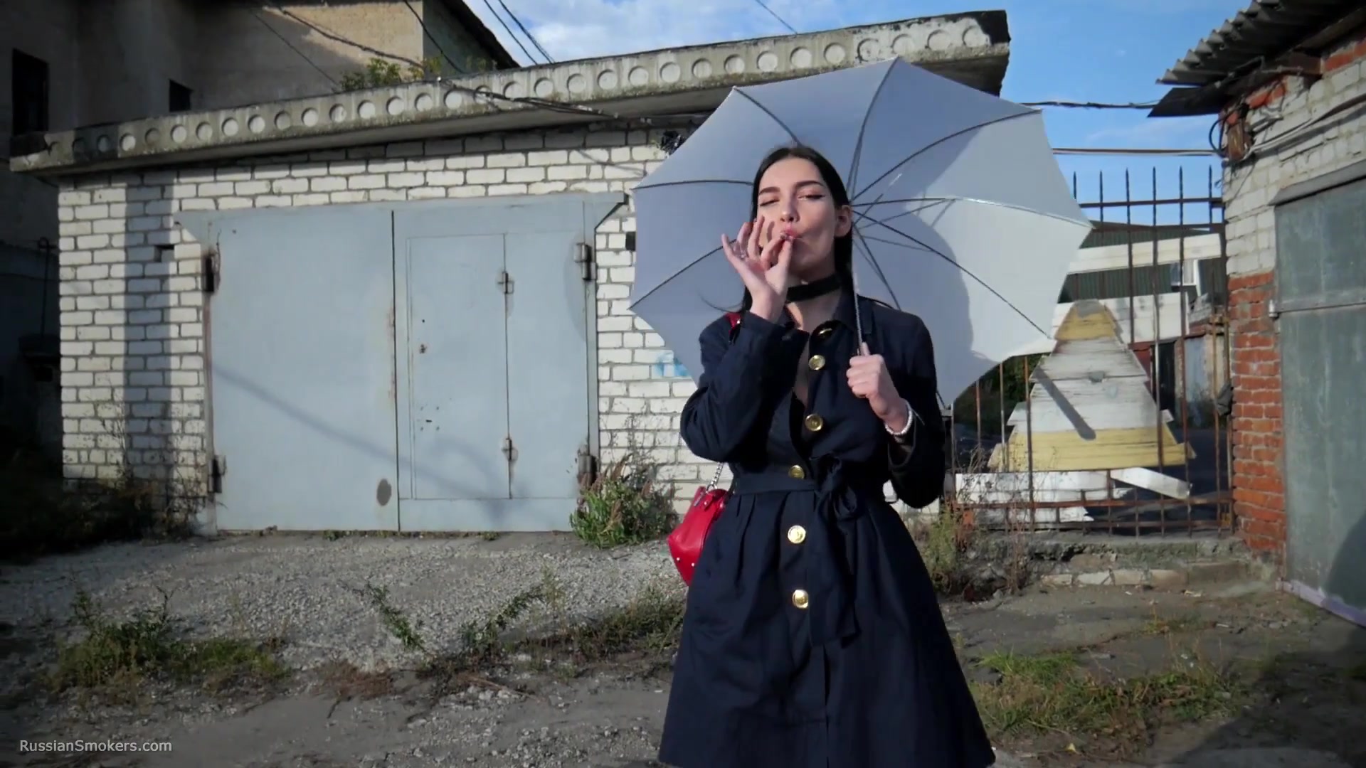Attractive Lera Taking A Smoke Break Outside