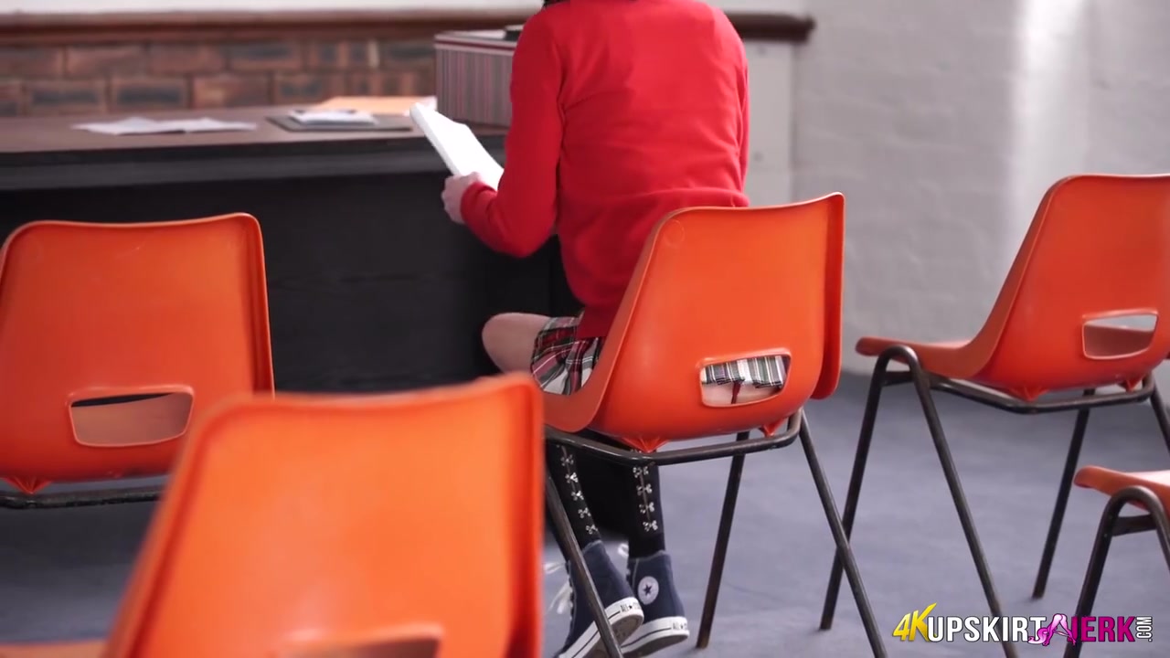 College Girl Flashes Her Red Panties And Pert Bum In Front Of Teacher