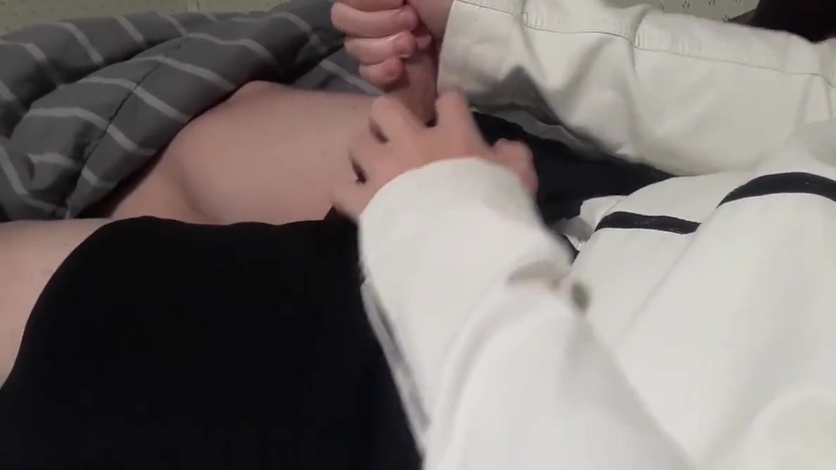 Gay Guy Jerks In White Leather Jacket