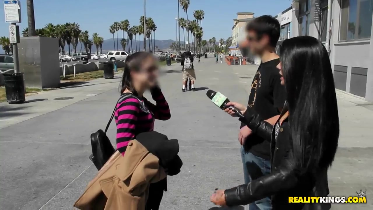 Nice interview with naked girls at the beach and in the pool