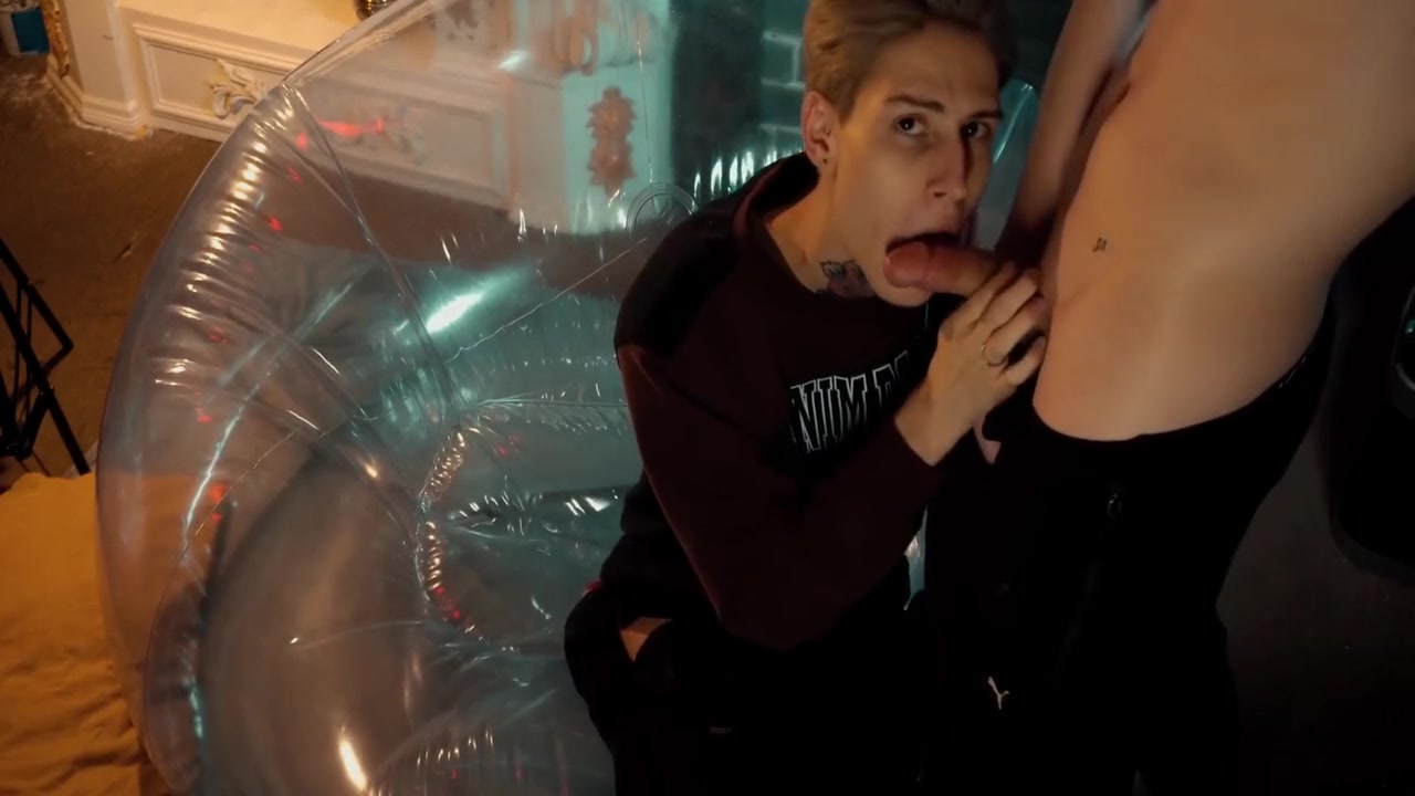Two Sweet Guys Share An Inflatable Chair. 14 Min