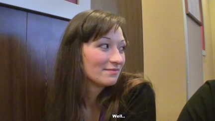Titted gal sucks 2 weenie in the water closet